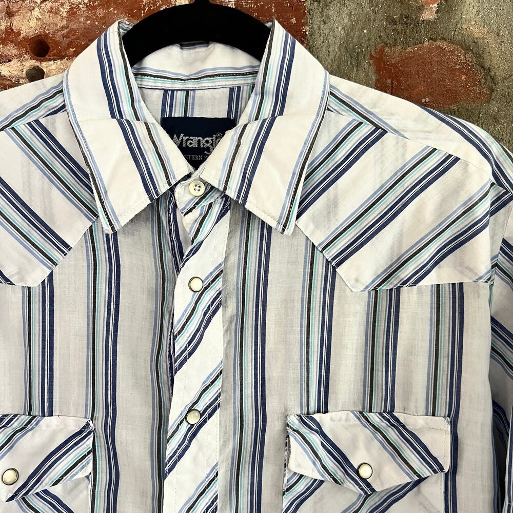 VTG Wrangler Men's SS Paper Thin Western Pearl Snap Shirt L 23x29